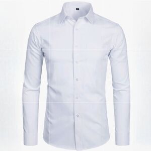 Zeroyaa Men's White Button-Down Cotton-blend Dress Shirt